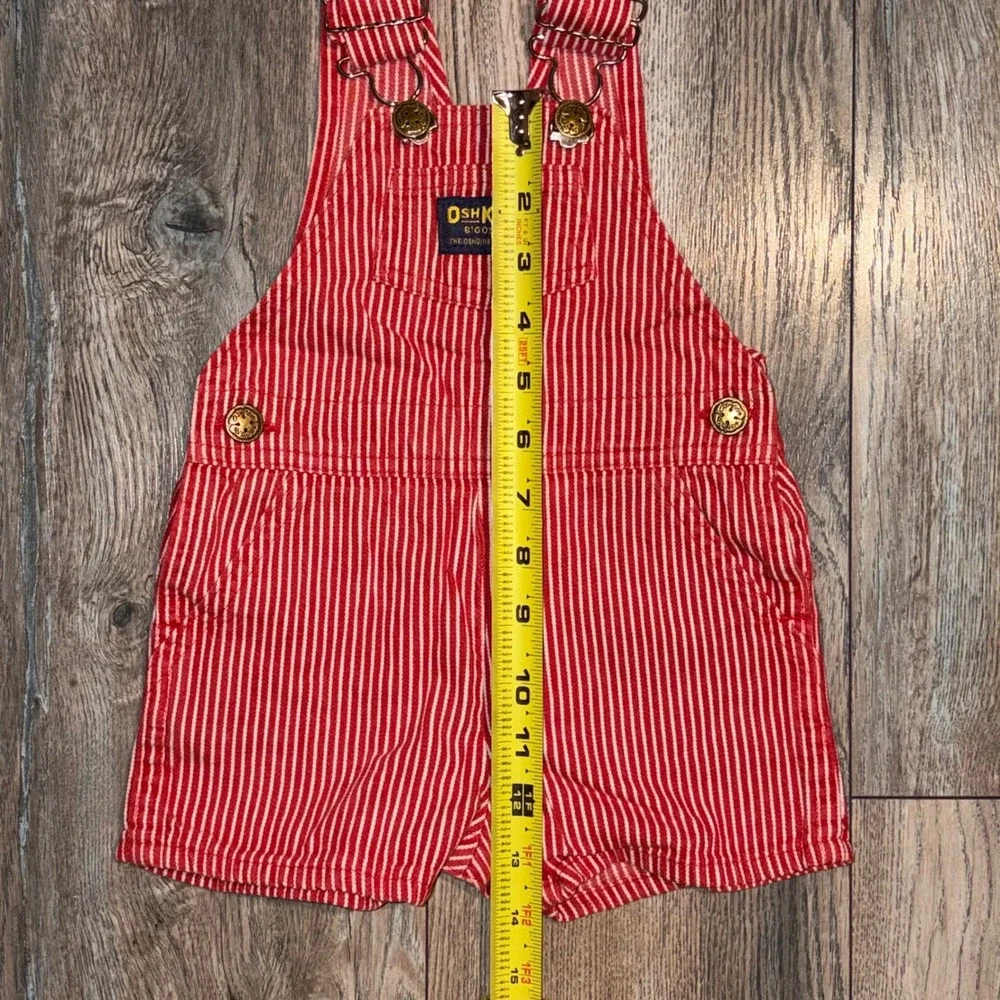 Vintage OshKosh Bgosh Red White Hickory Stripe Overalls Shortalls 24 Months USA
